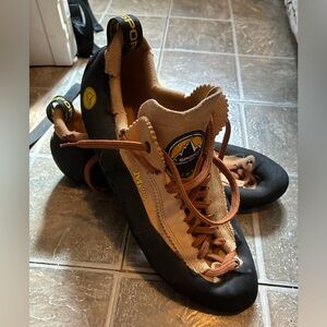 La Sportiva Mythos Black and Tan Climbing Shoes